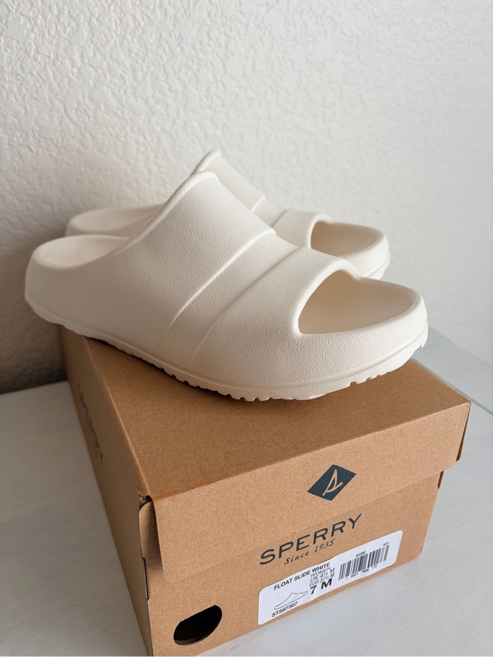 7W Sperry White Foam Float Slide Sandals NEW